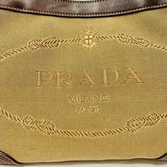 PRADA CANAPA LOGO CANVAS AND LEATHER BAG MADE IN ITALY - Picture 2 of 16